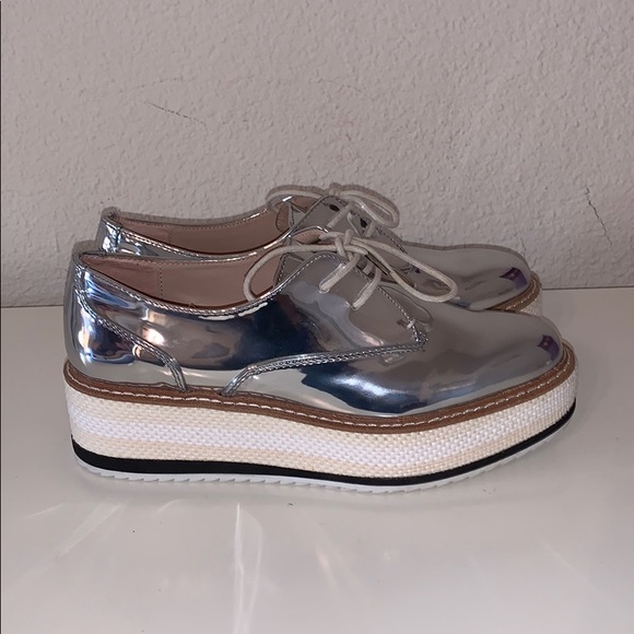 Zara women’s silver platform shoes